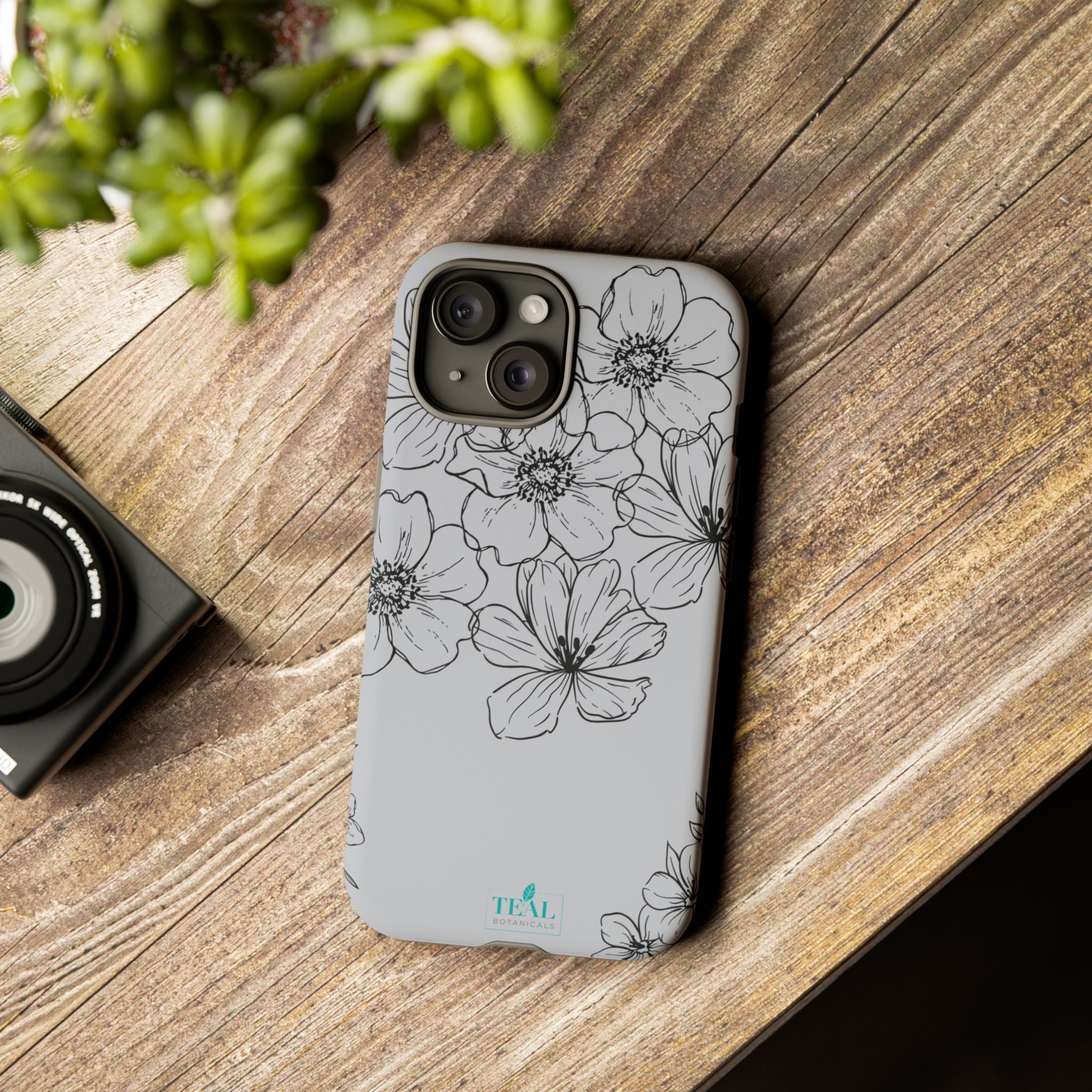 Flowers in Monochrome Phone Case Pink for Iphone and Android