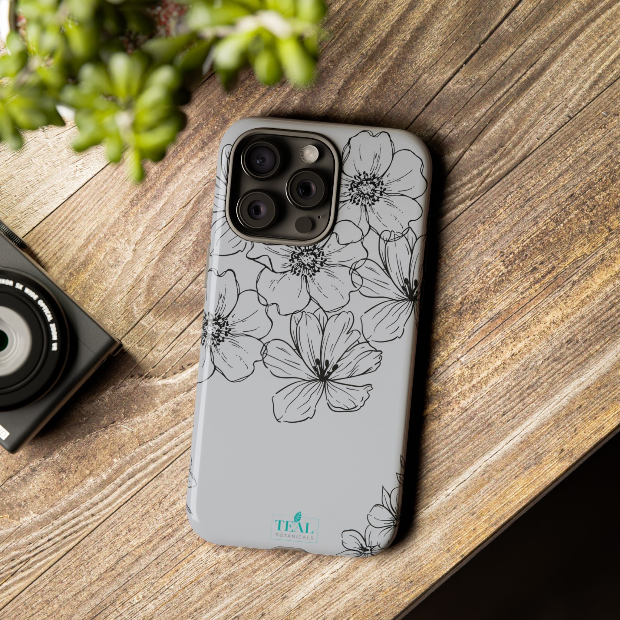 Flowers in Monochrome Phone Case Pink for Iphone and Android