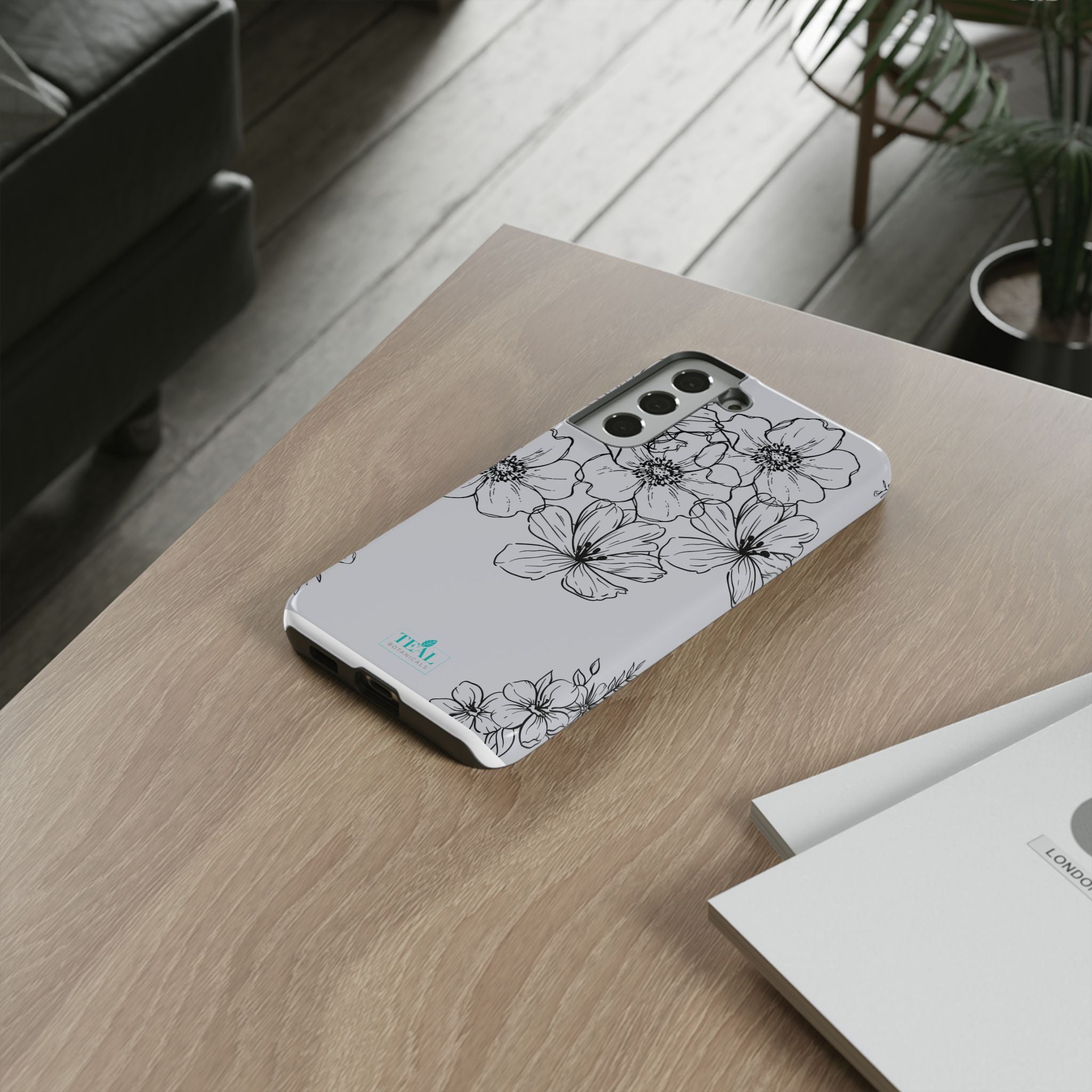 Flowers in Monochrome Phone Case Pink for Iphone and Android