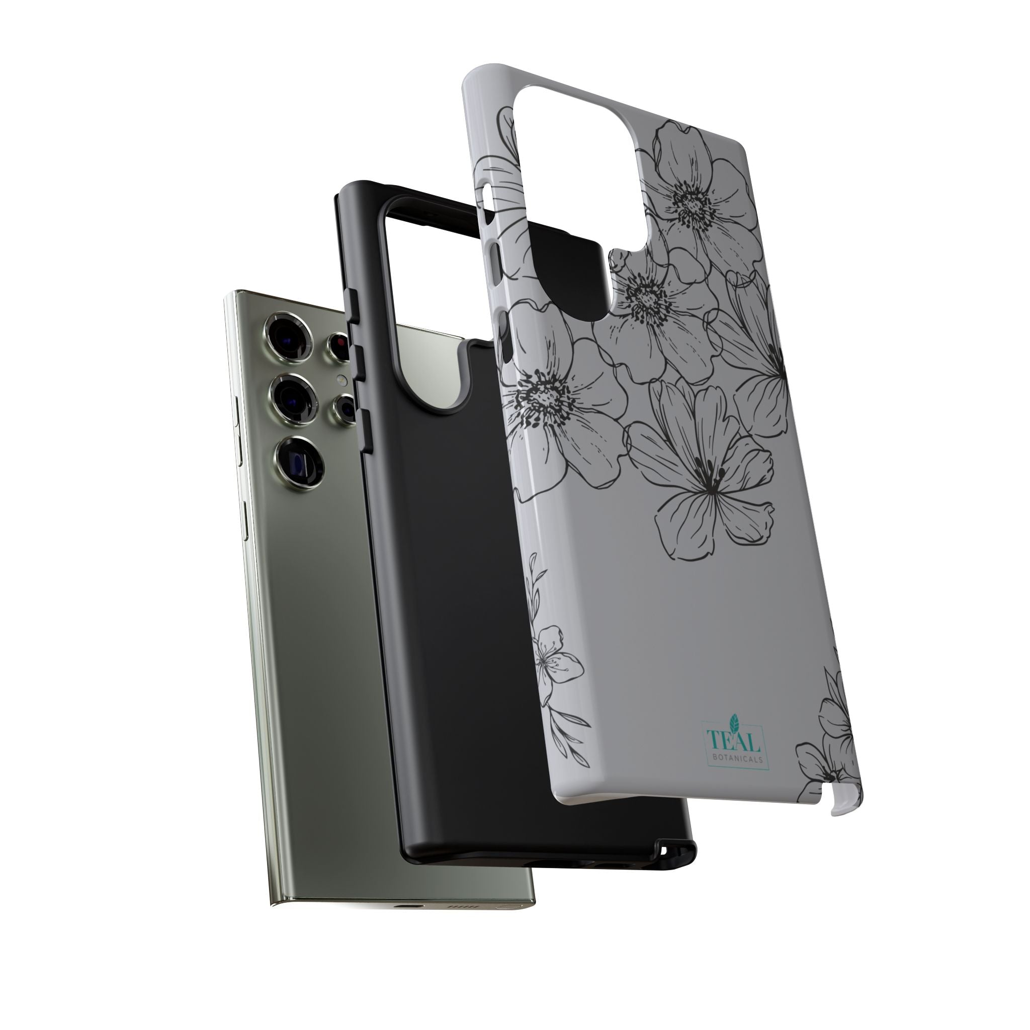 Flowers in Monochrome Phone Case Pink for Iphone and Android